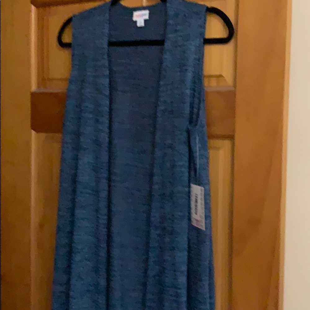 NWT Lularoe M Joy duster. Blue marbled with black.